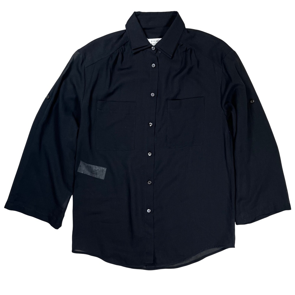 New Maison Martin Margiela Button Up Shirt Womens 40 (US 8) Black Sheer Line 4
